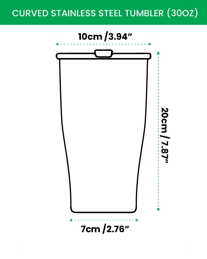 Curved Stainless Steel Tumbler Size Chart