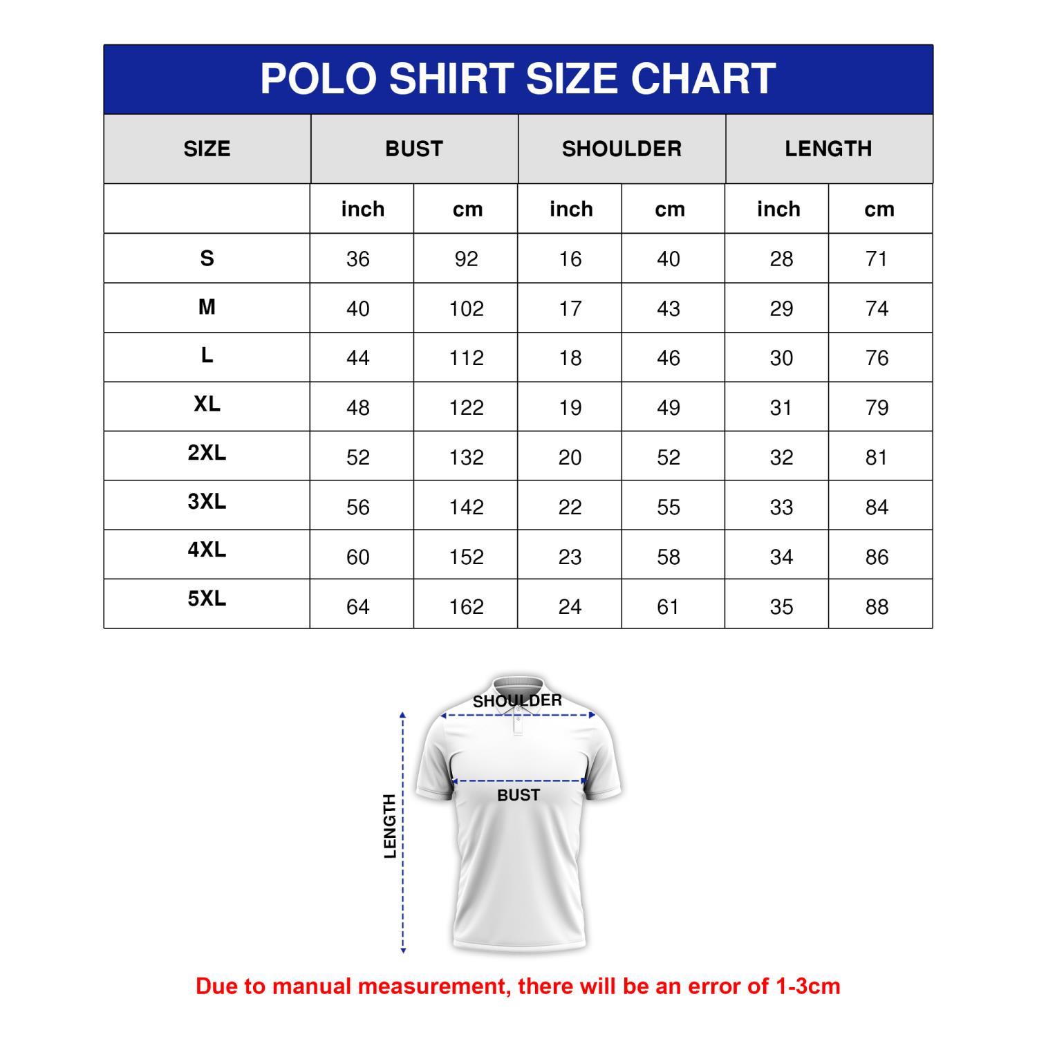 Polo Shirt Size Chart-Sportycustom