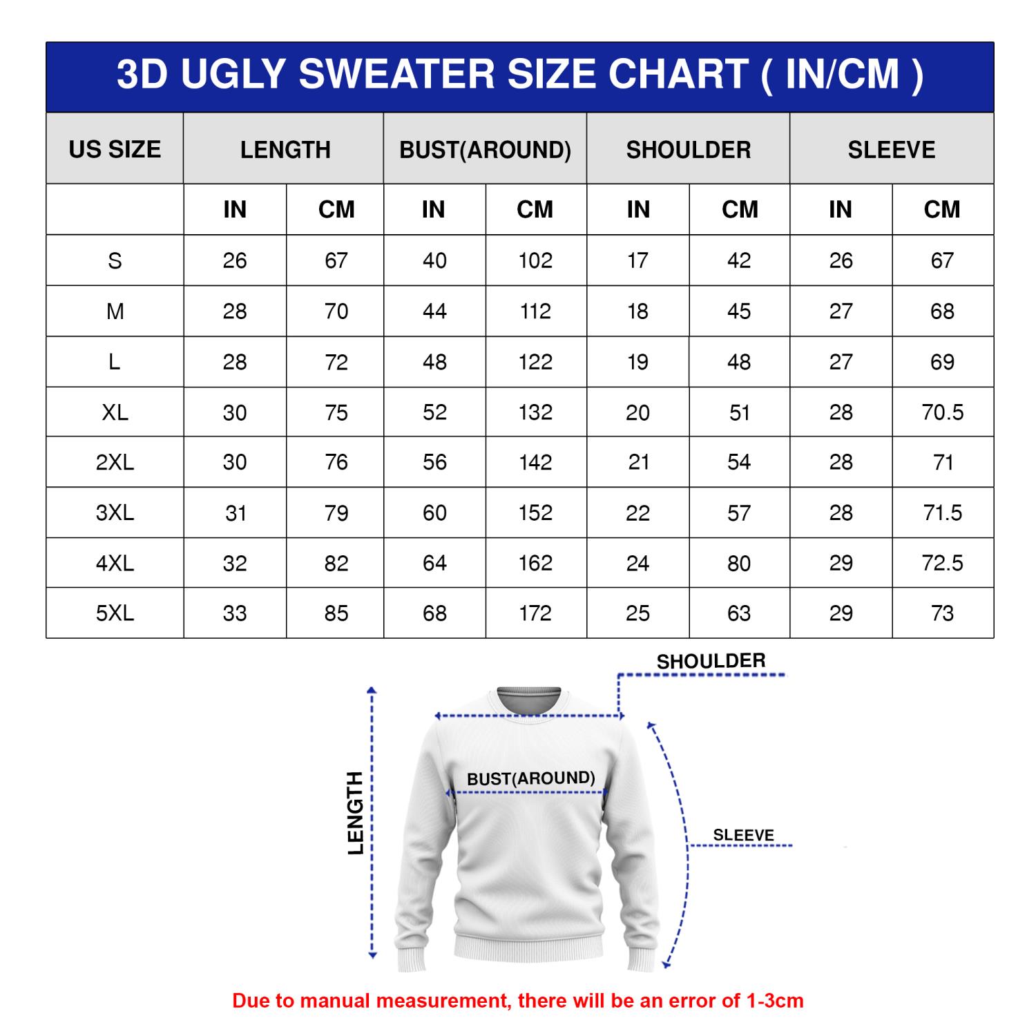 NFL Sweater Sportycustom Size Chart